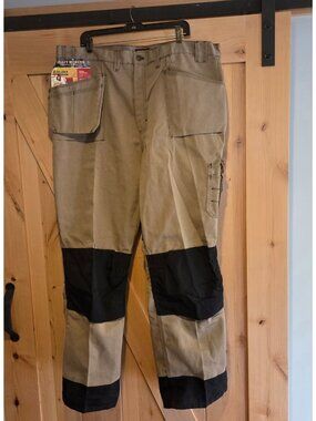 New! Blaklader Heavy Worker Pants 44X34 Cordura Bellowed Tool Pockets Tan Black